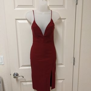Low cut sexy maroon dress